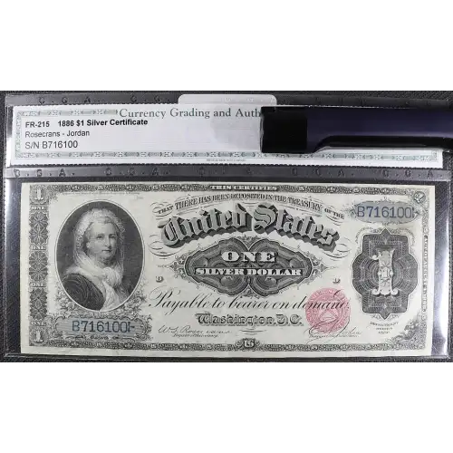 $1 1886 Small Red, plain Silver Certificates 215