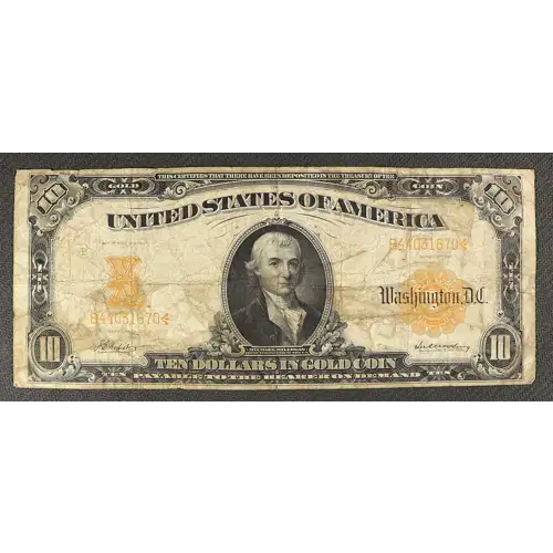 $10 1907 Gold Act of 1907 Gold Certificates 1169a (3)