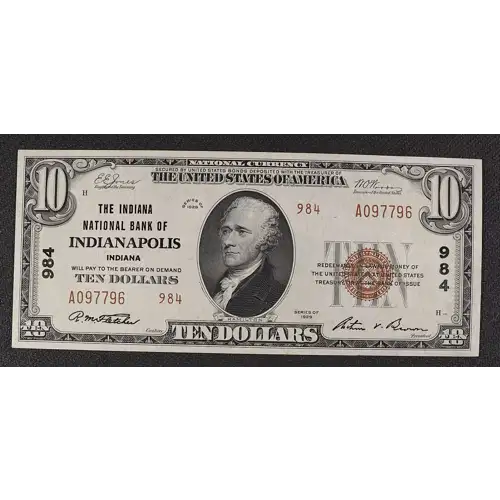 $10 1929 small brown seal. Small National Bank Notes 1801-2 (2)
