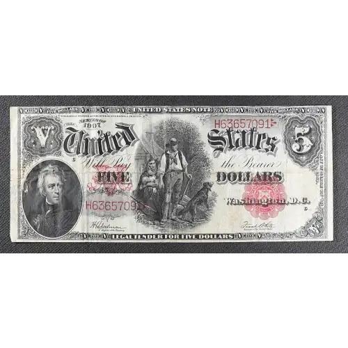 $5  Small Red, scalloped Legal Tender Issues 91