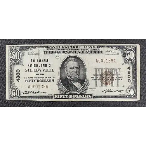 $50 1929 small brown seal. Small National Bank Notes 1803-1 (2)