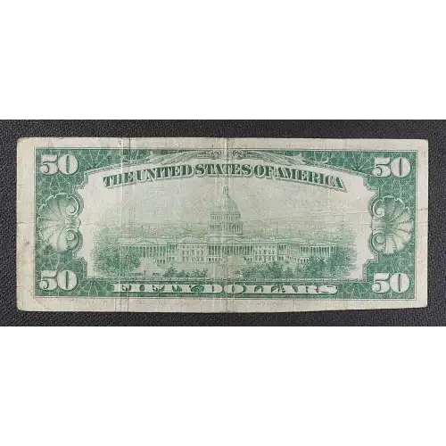 $50 1929 small brown seal. Small National Bank Notes 1803-1