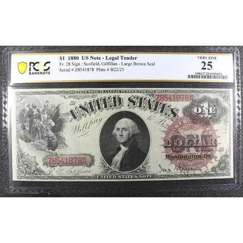 $1 1880 Large Brown; red serial numbers. Legal Tender Issues 28