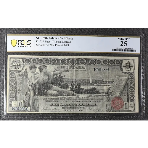 $1 1896 Small Red with rays Silver Certificates 224 (2)