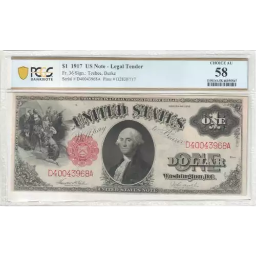 $1 1917 Small Red, scalloped Legal Tender Issues 36 (2)