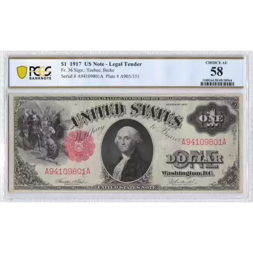 $1 1917 Small Red, scalloped Legal Tender Issues 36