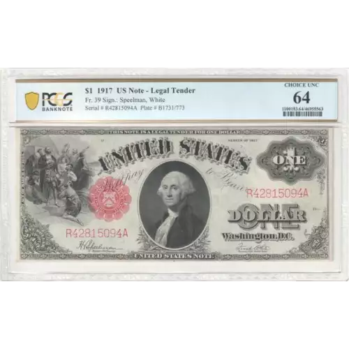 $1 1917 Small Red, scalloped Legal Tender Issues 39 (2)