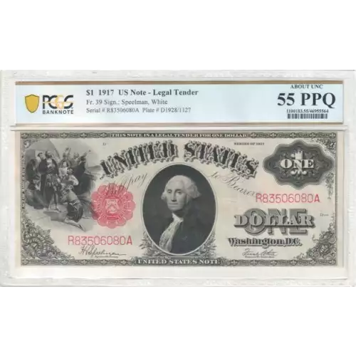 $1 1917 Small Red, scalloped Legal Tender Issues 39 (2)