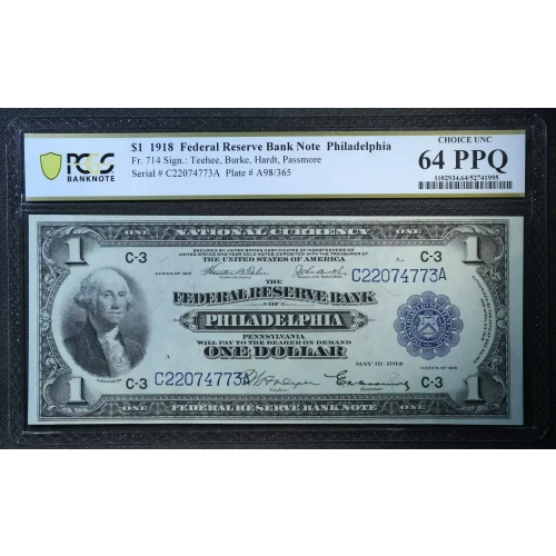 $1 1918  Federal Reserve Bank Notes 714