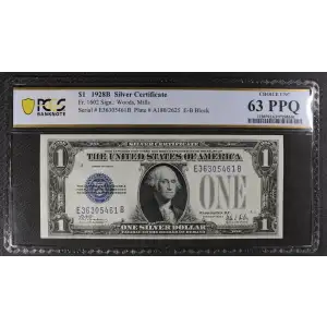 $1 1928-B blue seal. Small Silver Certificates 1602