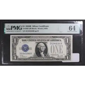 $1 1928-B blue seal. Small Silver Certificates 1602