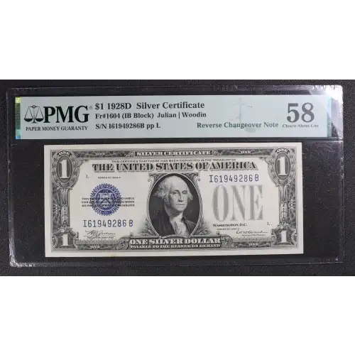 $1 1928-D blue seal. Small Silver Certificates 1604 (5)