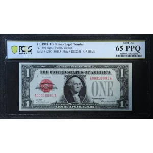 $1 1928 Red Seal Small Legal Tender Notes 1500 (2)