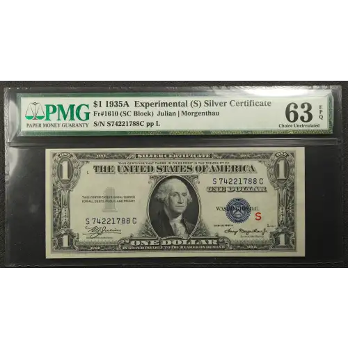 $1 1935-A blue seal. Small Silver Certificates 1610
