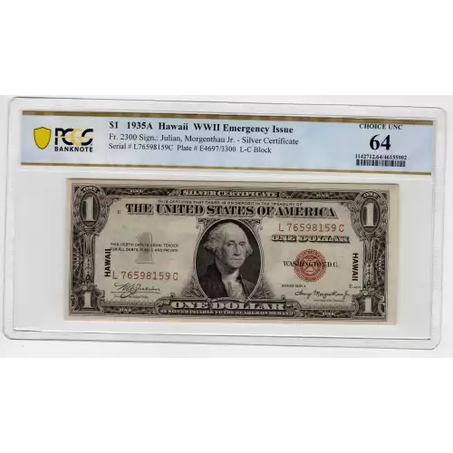 $1 1935-A brown seal Emergency Notes Issued During WW2 2300