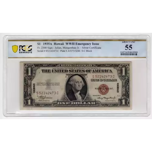 $1 1935-A brown seal Emergency Notes Issued During WW2 2300