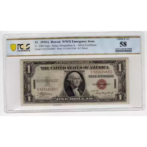 $1 1935-A brown seal Emergency Notes Issued During WW2 2300