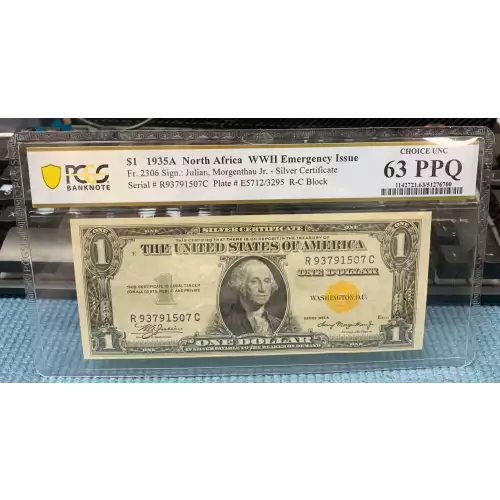 $1 1935-A yellow seal Emergency Notes Issued During WW2 2306