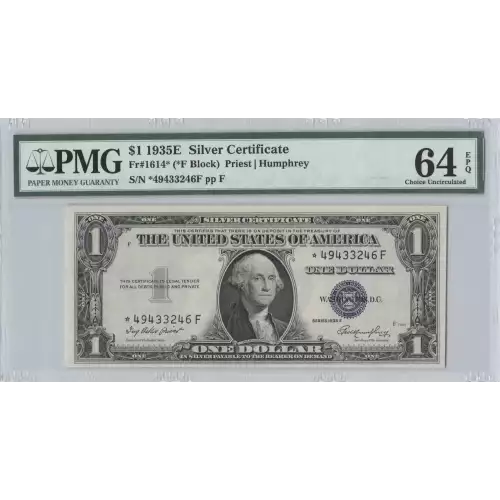 $1 1935-E blue seal. Small Silver Certificates 1614*