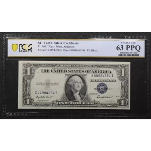 $1 1935-F blue seal. Small Silver Certificates 1615