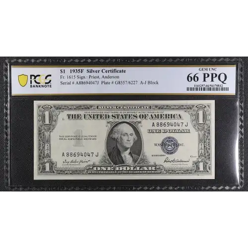 $1 1935-F blue seal. Small Silver Certificates 1615