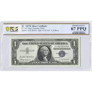 $1 1957-B blue seal. Small Silver Certificates 1621