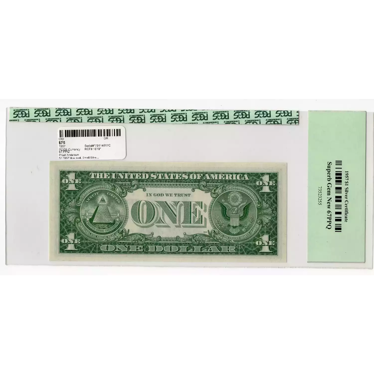 $1 1957 blue seal. Small Silver Certificates 1619* (2)