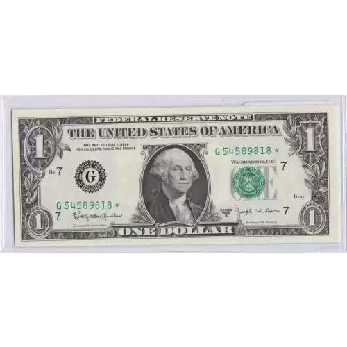 $1 1963-B. Green seal. Small Size $1 Federal Reserve Notes 1902-G*