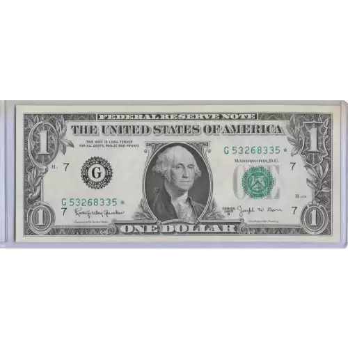 $1 1963-B. Green seal. Small Size $1 Federal Reserve Notes 1902-G*