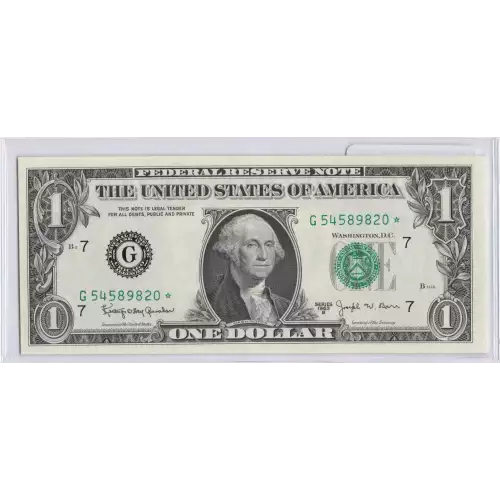 $1 1963 Green seal. Small Size $1 Federal Reserve Notes 1900-G*
