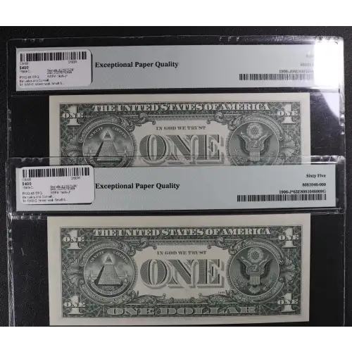 $1 1969-C. Green seal. Small Size $1 Federal Reserve Notes 1906-J* (2)