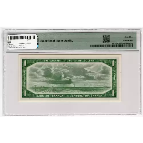 1 Dollar 1954 (1955-1972), 1954 Modified Hair Style Issue a. Signature Beattie -Coyne. (1955-61) Bank of Canada 74