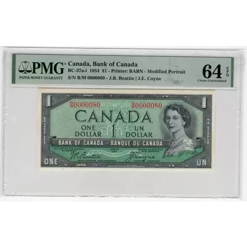 1 Dollar 1954 (1955-1972), 1954 Modified Hair Style Issue a. Signature Beattie -Coyne. (1955-61) Bank of Canada 74 (2)