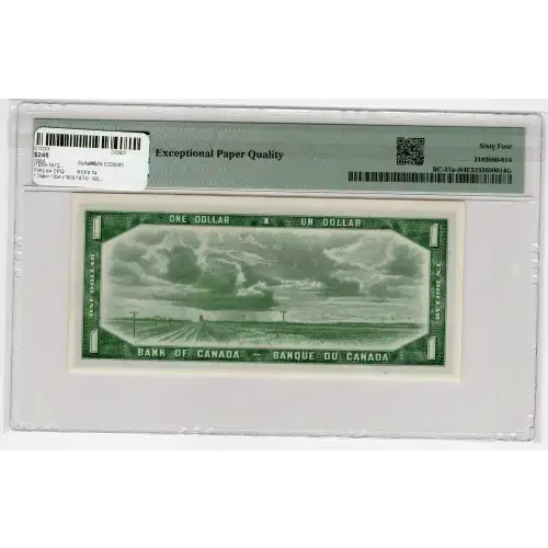 1 Dollar 1954 (1955-1972), 1954 Modified Hair Style Issue a. Signature Beattie -Coyne. (1955-61) Bank of Canada 74