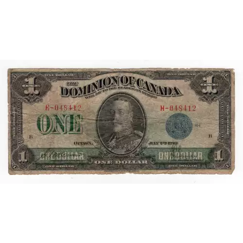 1 Dollar 2.7.1923, 1923-1925 Regular Issue c. Blue seal. Signature McCavour-Saunders. Group 1 Dominion of Canada 33
