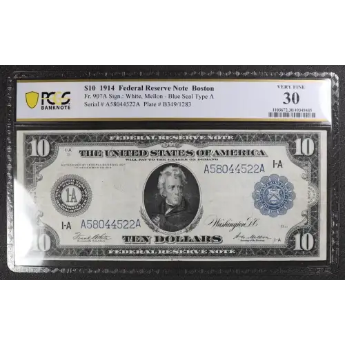 $10 1914 Blue Seal Federal Reserve Notes 907A (2)