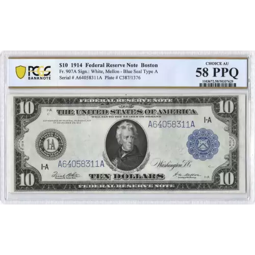 $10 1914 Red Seal Federal Reserve Notes 907A