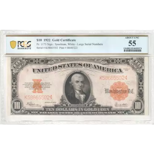 $10 1922 Gold Gold Certificates 1173 (2)