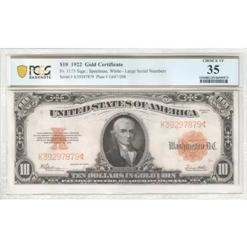 $10 1922 Gold Gold Certificates 1173 (2)