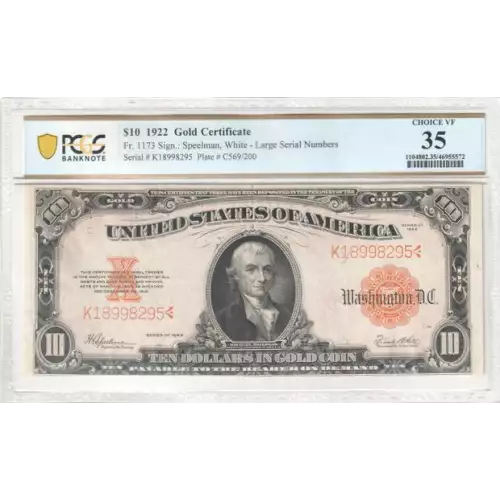 $10 1922 Gold Gold Certificates 1173 (2)