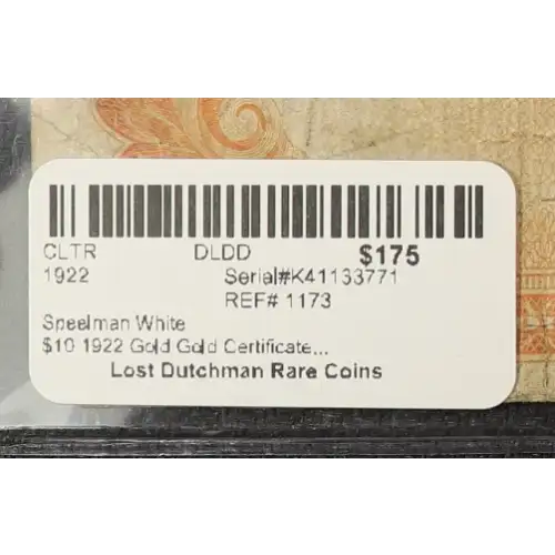 $10 1922 Gold Gold Certificates 1173 (3)