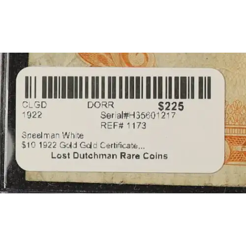 $10 1922 Gold Gold Certificates 1173