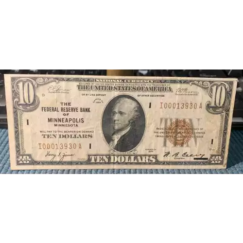 $10 1929 brown seal Small Federal Reserve Bank Notes 1860-I (3)