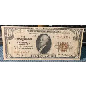 $10 1929 brown seal Small Federal Reserve Bank Notes 1860-I (3)