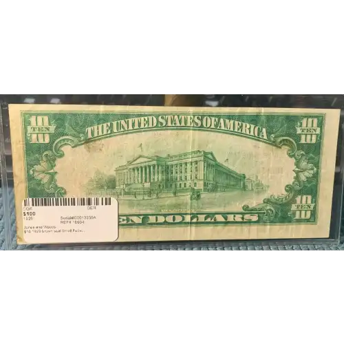 $10 1929 brown seal Small Federal Reserve Bank Notes 1860-I