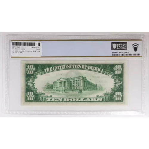 $10 1929 Muncie, IN National Note Type II PCGS 64 PPQ   (2)