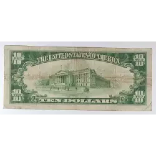 $10 1929 small brown seal. Small National Bank Notes 1801-1