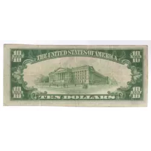 $10 1929 small brown seal. Small National Bank Notes 1801-1
