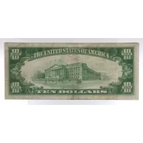 $10 1929 small brown seal. Small National Bank Notes 1801-1