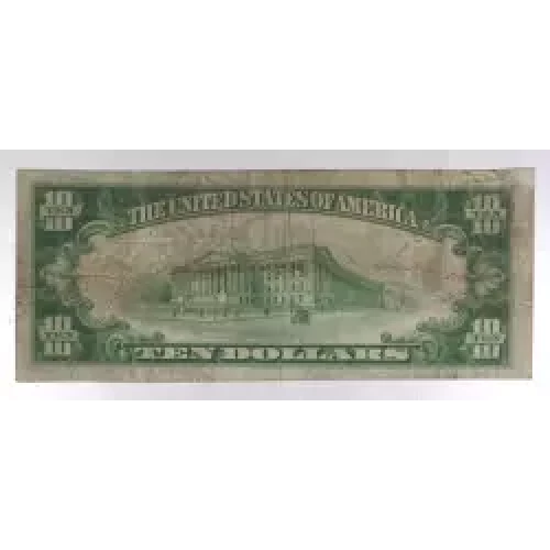 $10 1929 small brown seal. Small National Bank Notes 1801-1